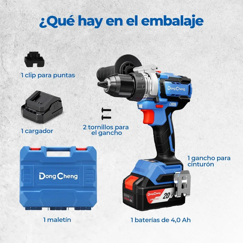 Taladro percutor inalámbrico 18v 160nm, taladro percutor a batería sin escobillas, 1x4.0ah, 3 modos: atornillado, taladrado y percusión.