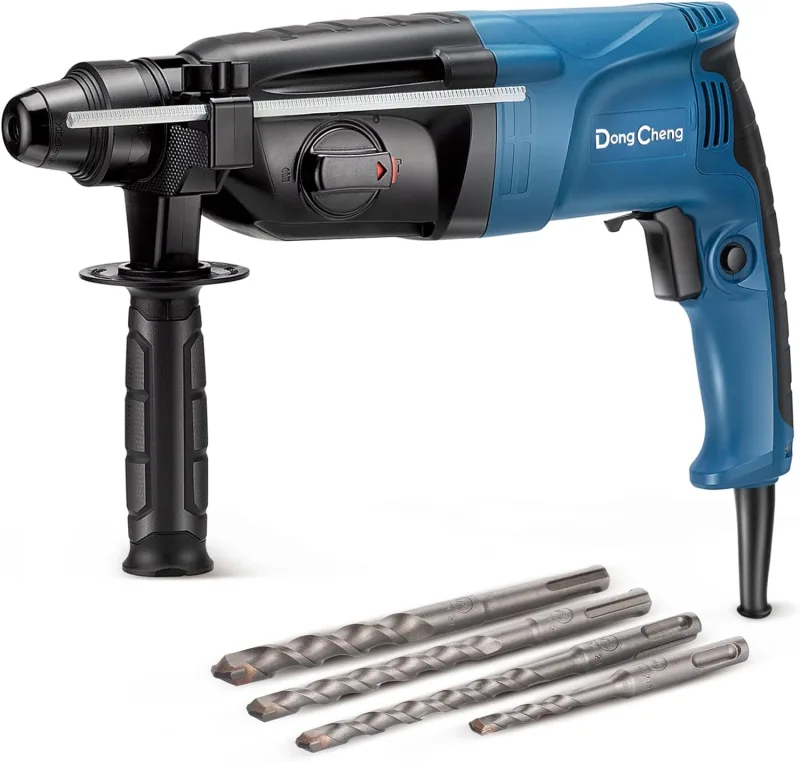 Taladro percutor de 800 w, energía de impacto de 2,8 j, velocidad en vacío de 0 a 1200 rpm, con 4 brocas sds plus, 26 mm, taladro 4 en 1.