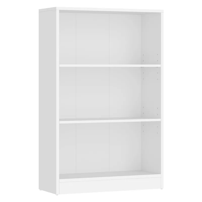 Estantería para libros con 3 compartimentos, estantes ajustables, ideal para salón, habitación infantil y oficina, color blanco