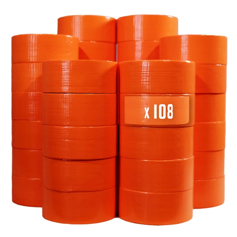 Lote de 108 cintas adhesivas de tela naranja 50 mm x 33 m - rollo de cinta adhesiva tecplast para la fijación de lonas, cables y alambres