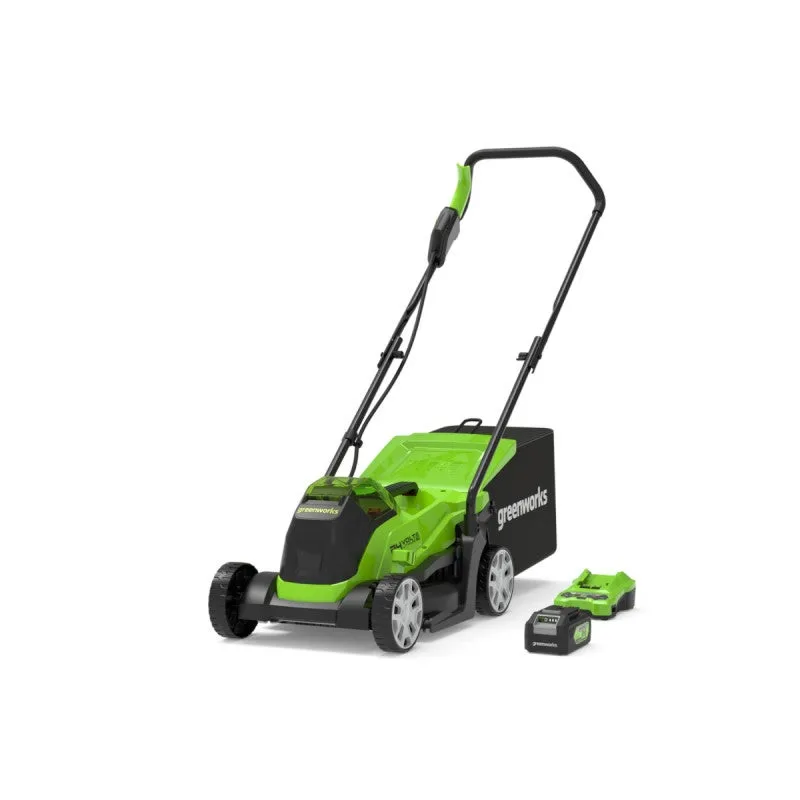 Cortacésped inalámbrico greenworks gd24lm33k4 de 33 cm - 2516107ub - cargador + kit de batería de 4 ah