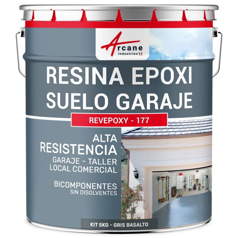 Resina epoxi para suelos de garaje - revepoxy - 177 - 5 kg (hasta 16 m² en 2 capas) gris basalto - ral 7012 - arcane industries
