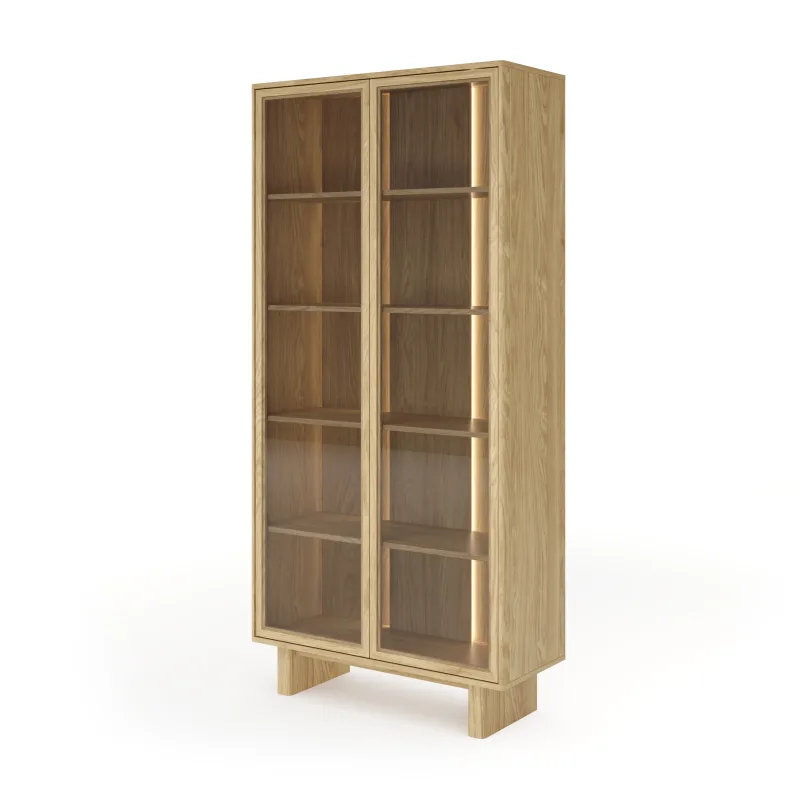 Vitrina, color: roble aceitado, 93,5 x 194,8 x 38,1 cm