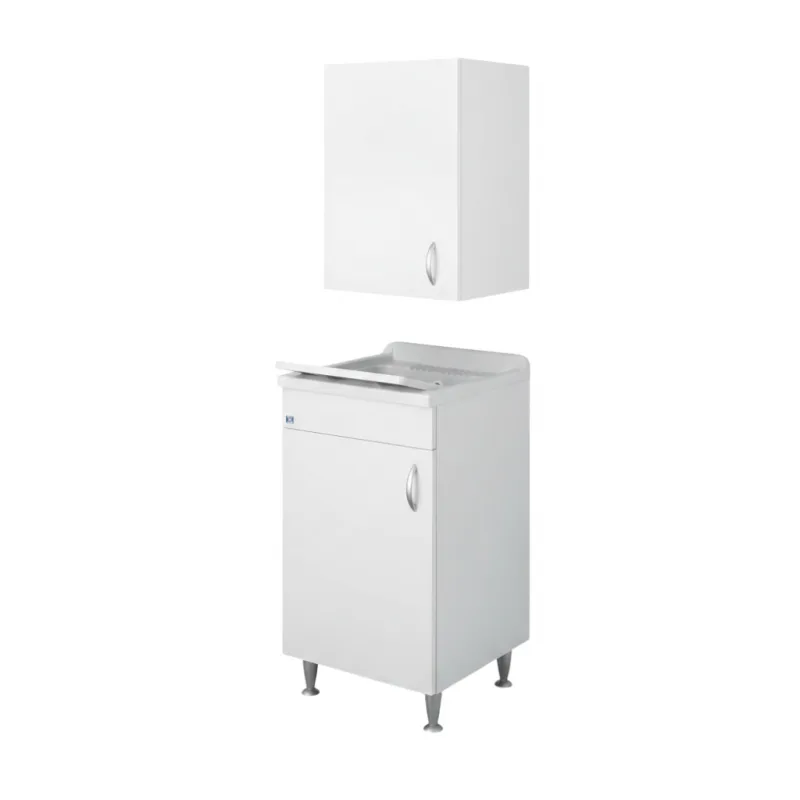 Composición de lavadero con fregadero de 45x50 cm y mueble alto – blanco – madera hidrófuga – negrari