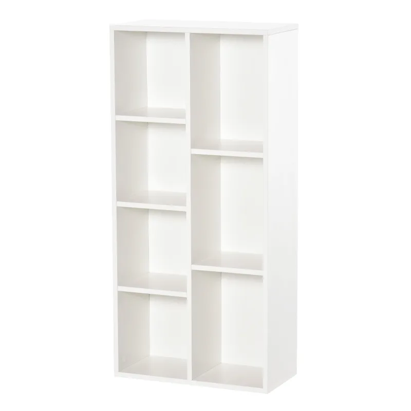 Estantería para libros librería de madera con 7 compartimentos de almacenaje plantas archivos para sala de estar dormitorio oficina 50x24x106cm blanco