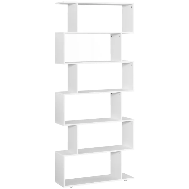 Estanteria libreria 6 estantes madera forma s 80x24x191 cm estantes color blanco