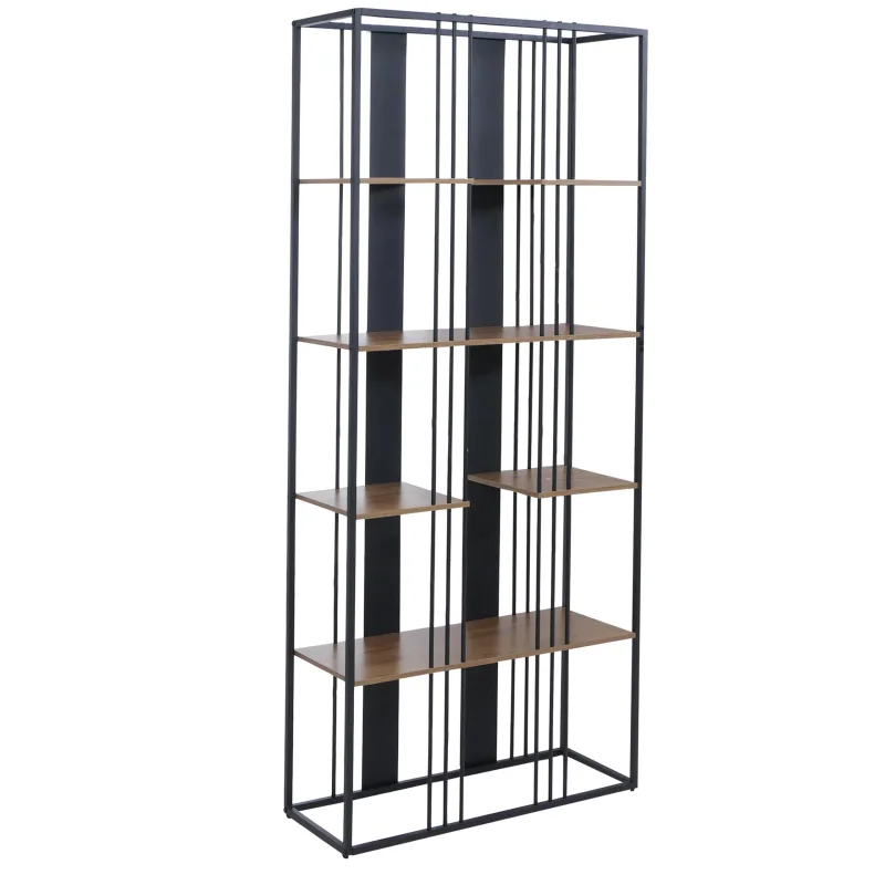 Estantería hwc-p12, librería alta, metal industrial melamina con certificación mvg 180 x 80 x 31 cm ~ negro, marrón