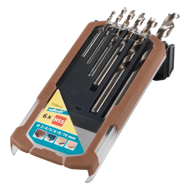 6 brocas espiral para madera hss medidas: ø 3,0-10,0 mm;