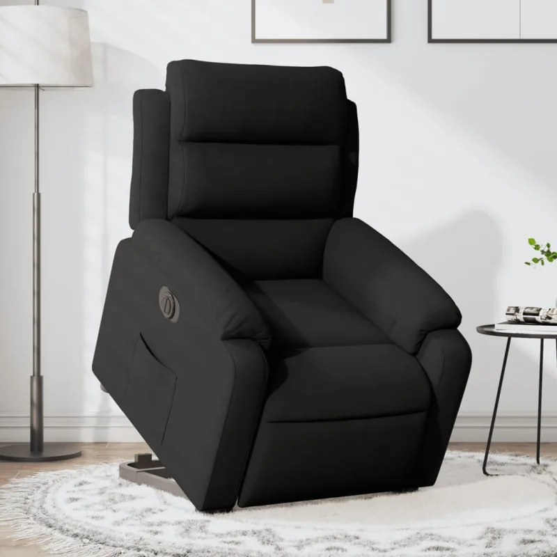 Silla reclinable eléctrica de terciopelo negro