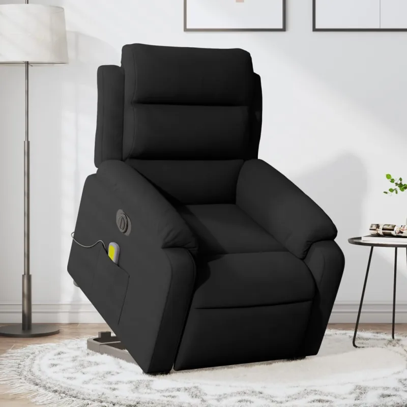 Sillón reclinable de masaje eléctrico de terciopelo negro