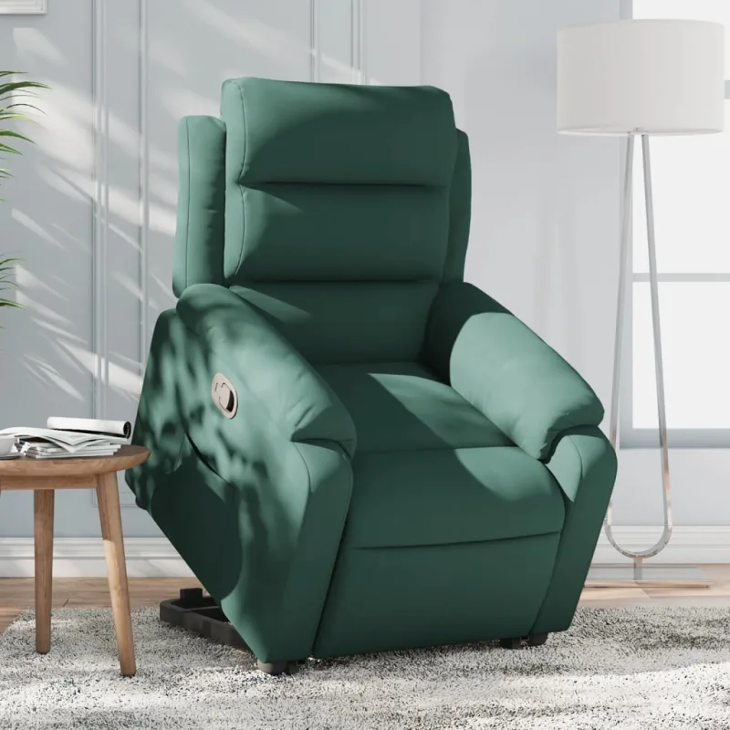 Sillón reclinable de terciopelo verde oscuro