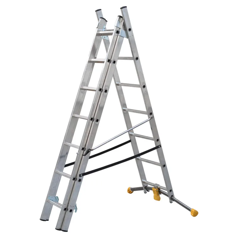 Escalera transformable aluminio 21 peldaños hailo altura máxima de trabajo 4,96 m