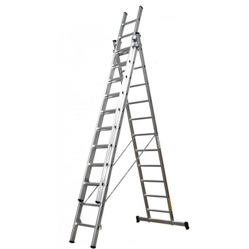 Escalera homelux profesional triple certificación en-131 -3 tramos de 2 metros 7 peldaños