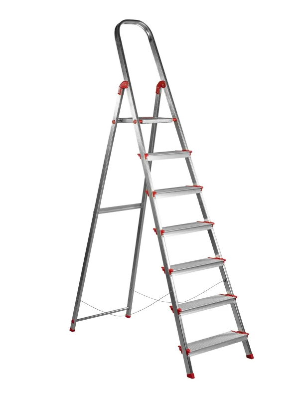 Escalera aluminio rolser norma 220 7 peldaños anchos. certificada según norma europea en-131 para uso doméstico y profesional.