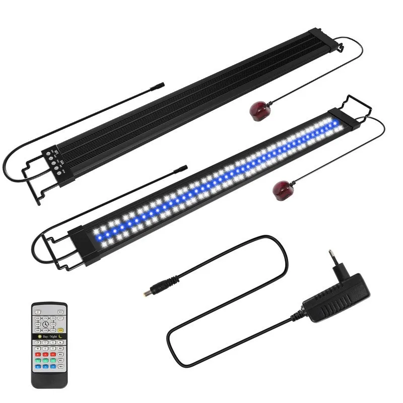 Acuario led regulable con control remoto de iluminación de plantas de peces,117.5cm,120-150cm lámpara extensible