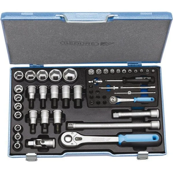 Gedore jeu de clés à douille 19 v20u-10 50 pièces 1/4 + 1/2 po.