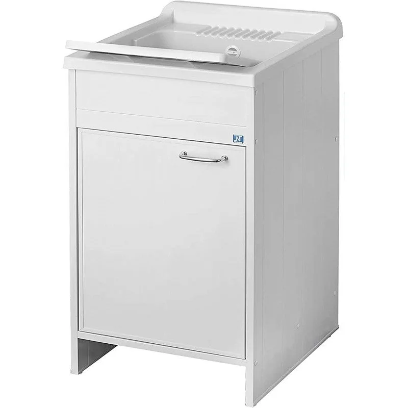 Lavadero de pvc blanco de 45x50 cm con mueble, para interior y exterior, cuba compacta – montaje en kit – negrari