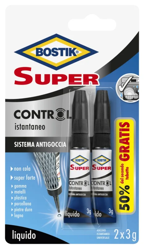 Adhesivo instantáneo bostik super control 2x3g - paquete de 24 unidades