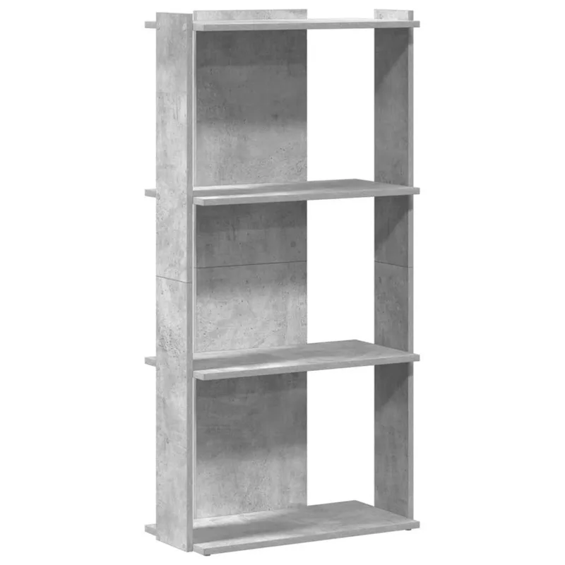 Estantería，librería，armario de libros de 3 niveles madera gris hormigón 60x30x120 cm cfw166723