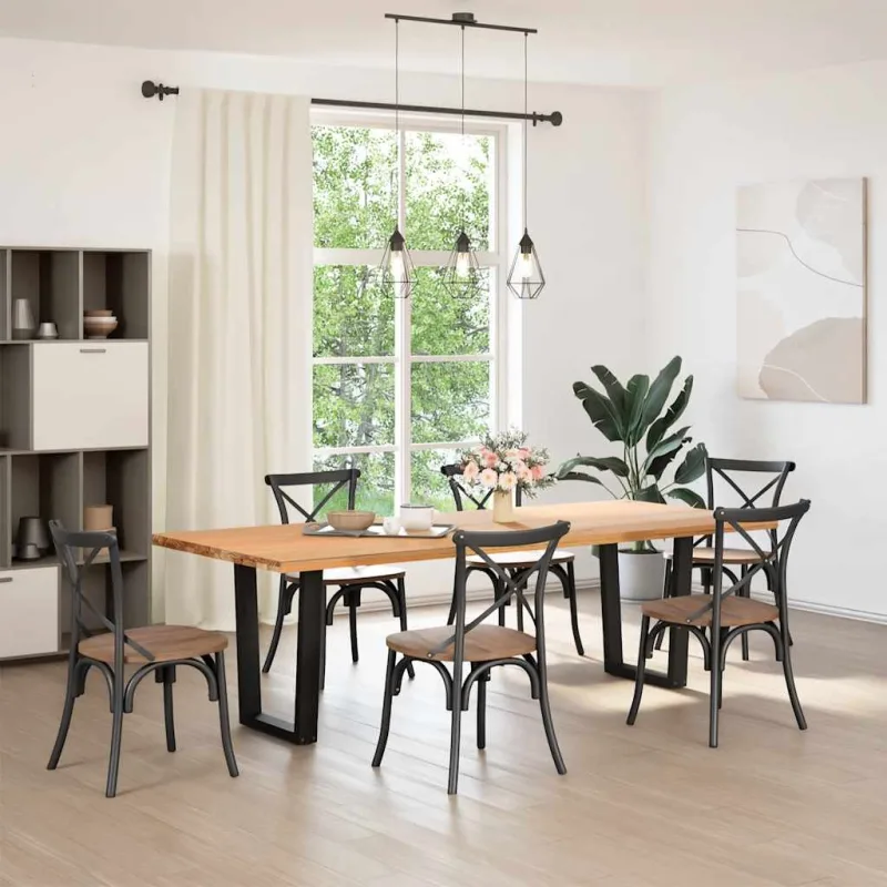 Patas para mesa de comedor forma v 2 uds | patas de muebles negro 60x(72-73,3) cm cfw540829