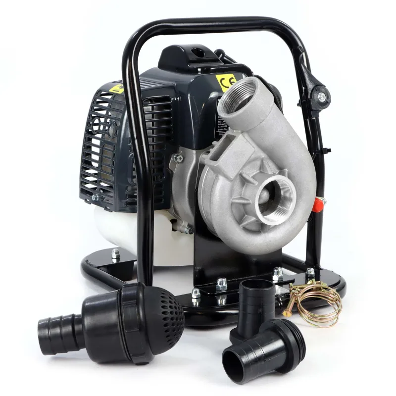Wiltec bomba de agua a gasolina motor de 2 tiempos con 2 cv para riego de jardines bomba de riego 400 l/min jardín y césped motobomba bomba de rieg...