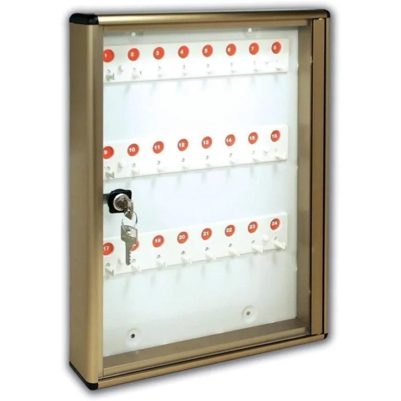 Alubox tarjeteros de pared de aluminio 40 x 30 x 5 cm llavero de pared para interiores made in italy con 24 ganchos numerados