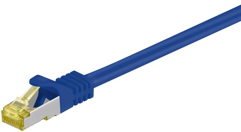 Cable de conexión wentronic goobay cat.7 raw, s/ftp (pimf), azul, 20 m - lszh sin halógenos, cobre, conector rj45 (91655)