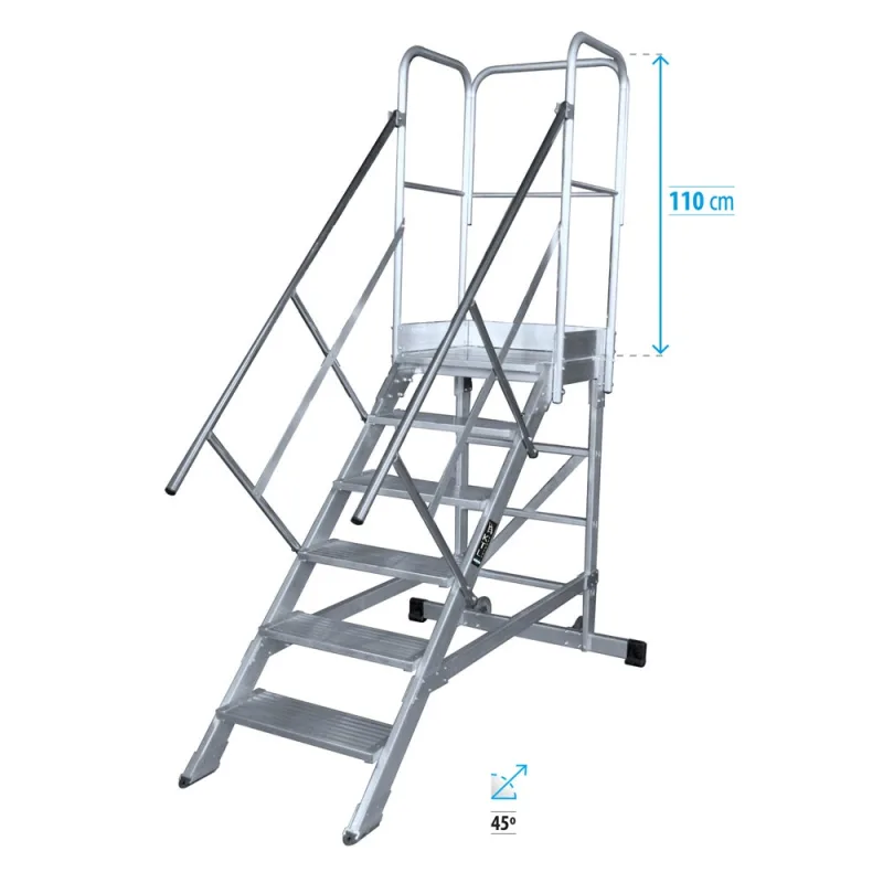 Escalera ktl max plataforma móbil 45º 7 escalones