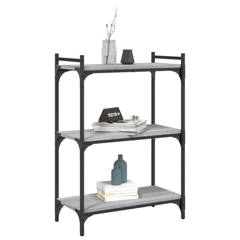 Librería 3 estantes madera ingeniería gris sonoma 60x30x86 cm – comfortxl