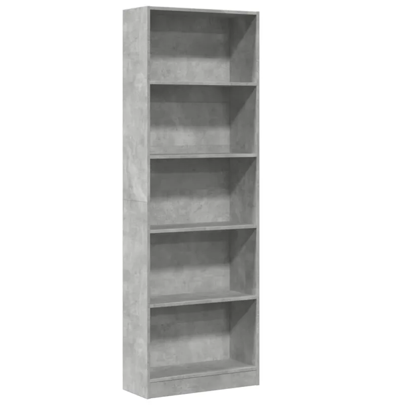 Estantería de madera de ingeniería gris hormigón 60x24x176 cm – comfortxl