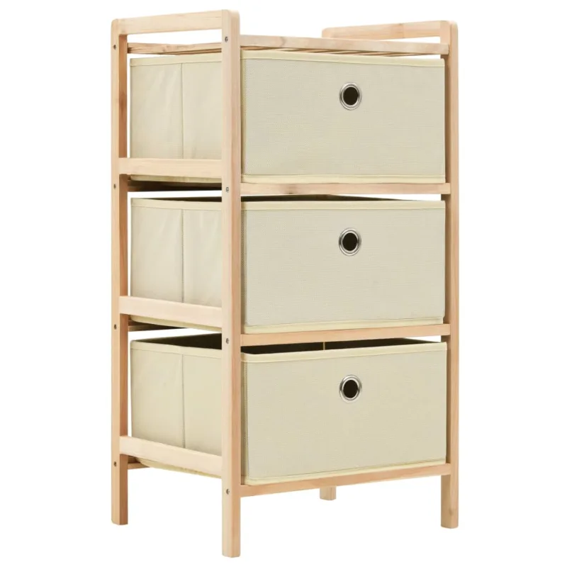Estantes con 3 cestas de tela 2 unidades madera de cedro beige – comfortxl