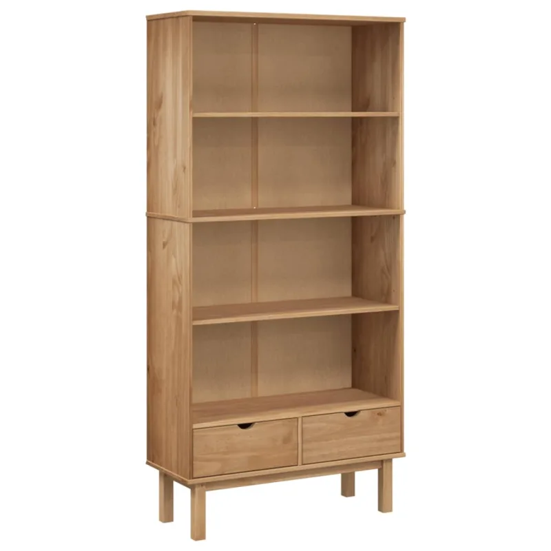 Estantería con 2 cajones otta madera maciza de pino marrón – comfortxl