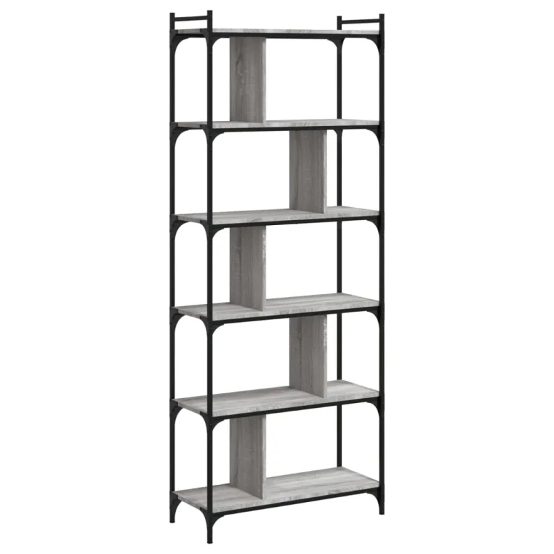 Librería 6 estantes madera ingeniería gris sonoma 76x32x192 cm – comfortxl