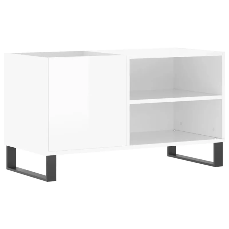 Mueble de discos madera de ingeniería blanco brillo 85x38x48 cm – comfortxl