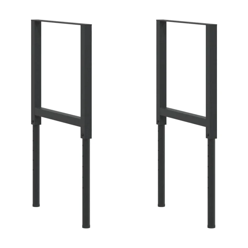 Estructura de banco de trabajo 2 uds metal 55x(69-95,5)cm negro