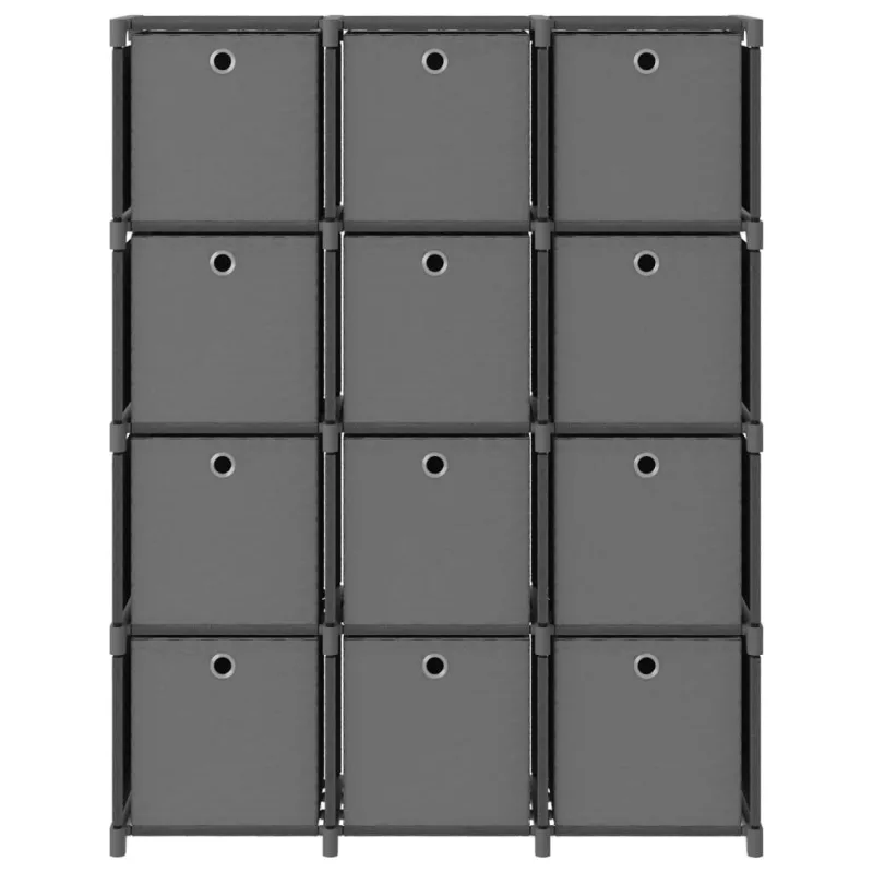 Estantería de 12 cubos con cajas tela gris 103x30x141 cm – comfortxl