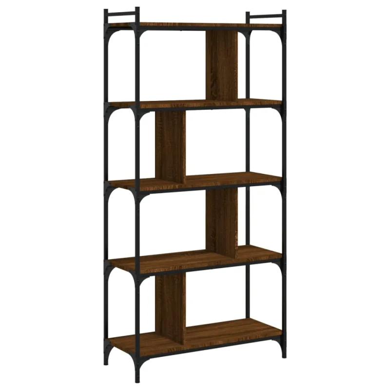 Librería 5 estantes madera ingeniería marrón roble 76x32x158 cm – comfortxl