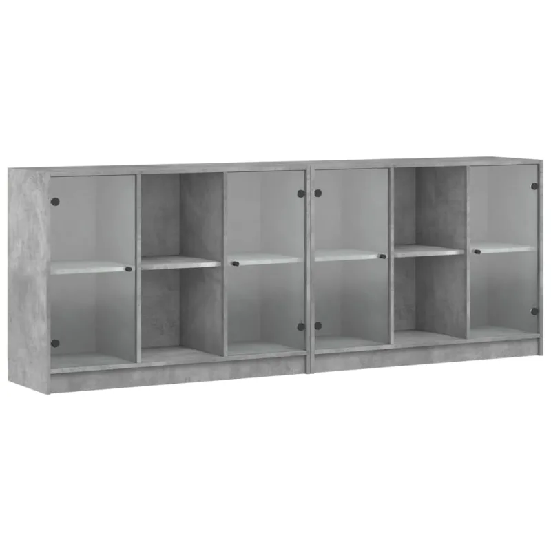 Estantería con puertas madera de ingeniería gris 204x37x75 cm – comfortxl