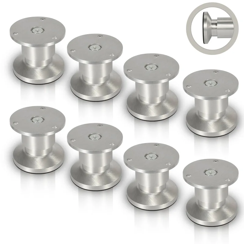 Pies ajustables de aluminio para muebles altura plata 100mm - juego de 8