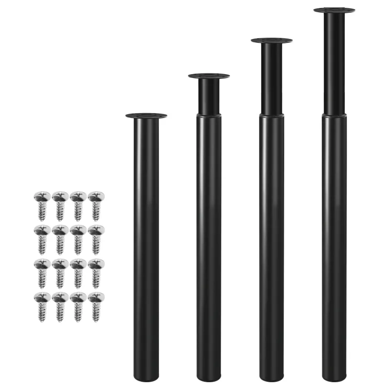 Pies regulables para muebles regulables en altura de metal negro 700-1100mm - juego de 8