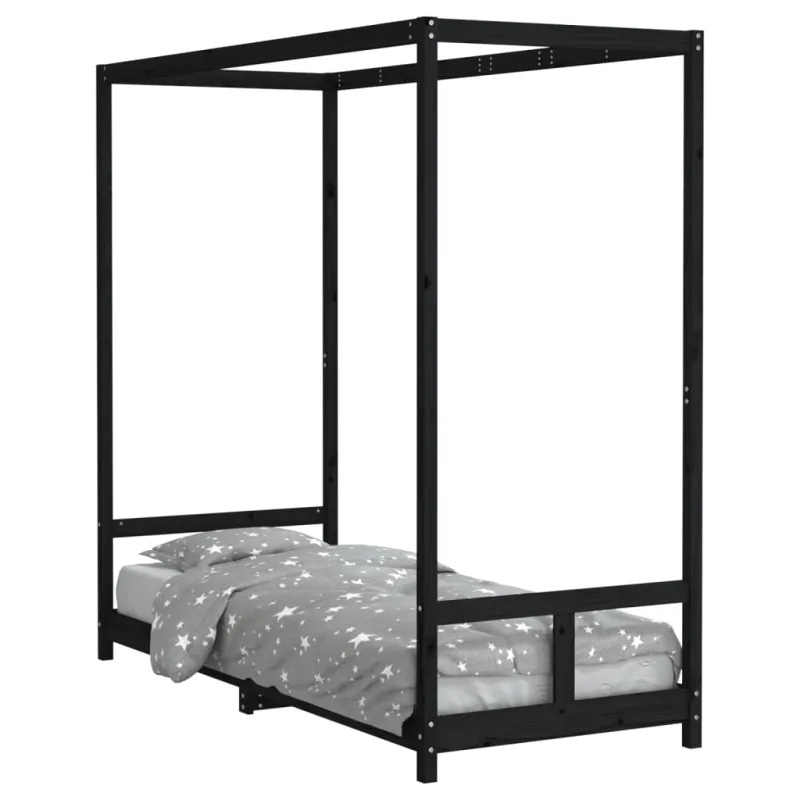 Estructura de cama para ni?os madera de pino negro 80x200 cm — comfortxl