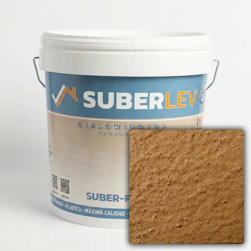 Pintura térmica impermeabilizante suber-paint con fibra de corcho exterior/interior 15l cp-24