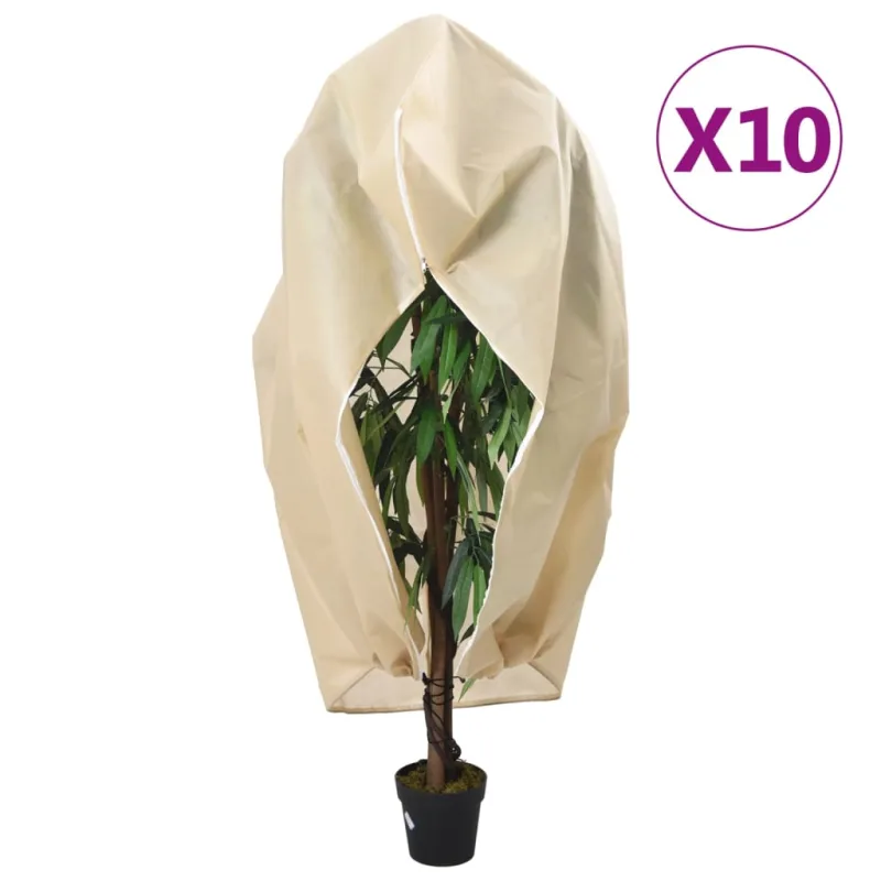 Cubierta para plantas con cremallera 10 uds 70 g/m² 1,55x1,55 m vidaxl