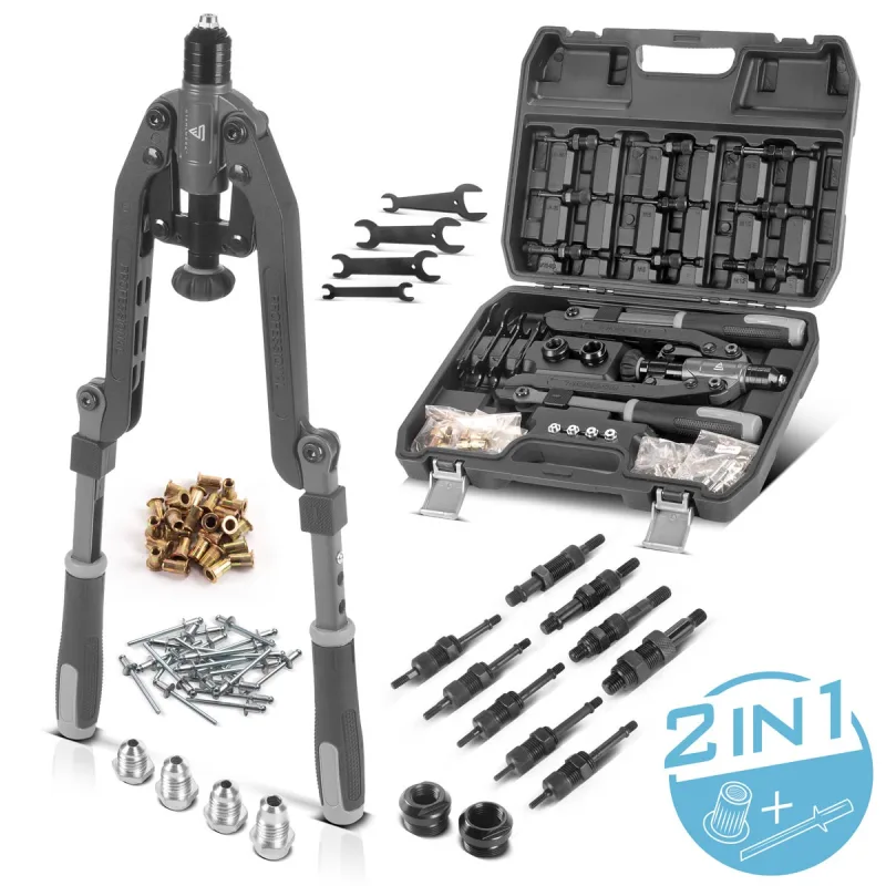 Stahlwerk juego de alicates para remachar tuercas y remaches ciegos 85 piezas alicates para remachar 2 en 1