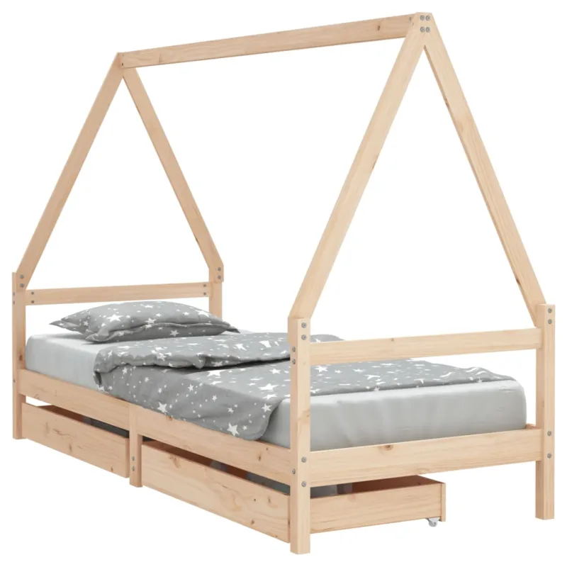 Estructura de cama infantil con cajones madera pino 90x190 cm - comfortxl