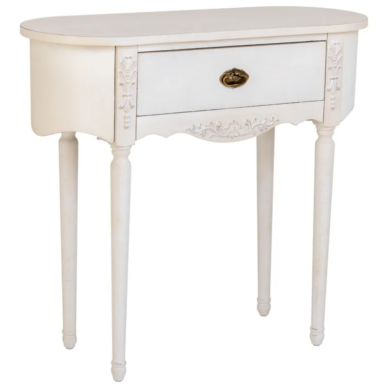 Recibidor de madera lacado envejecido, 1 cajón 88x36x80h cm - blanco