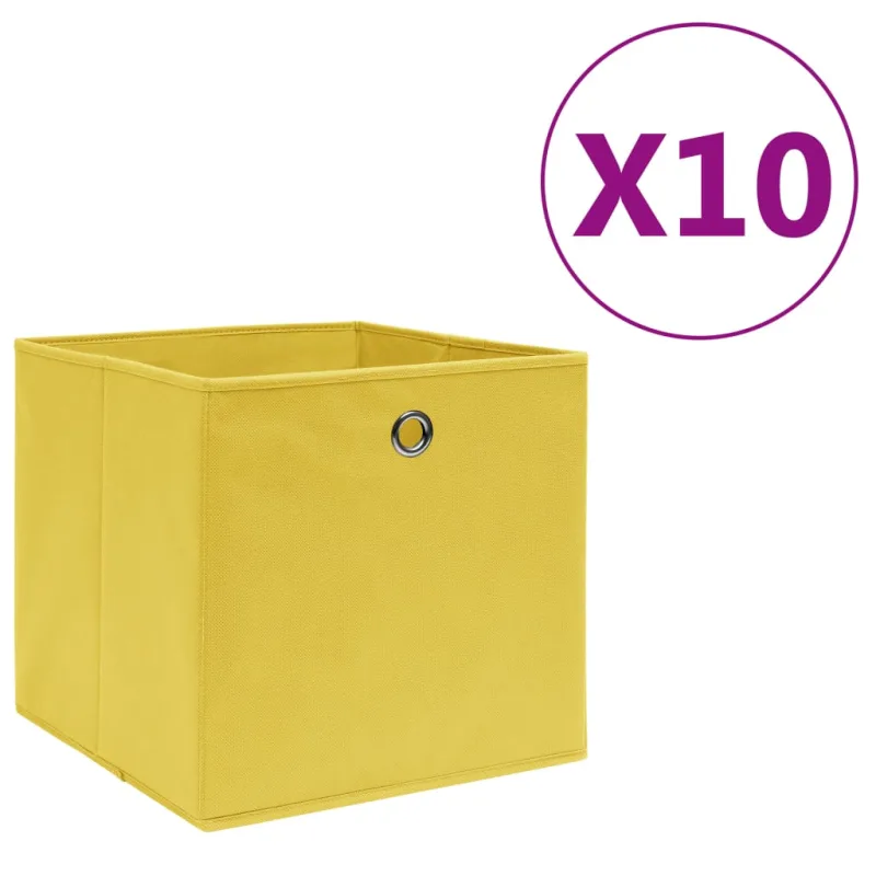 Maison exclusive - cajas de almacenaje 10 uds tela no tejida amarillo 28x28x28 cm