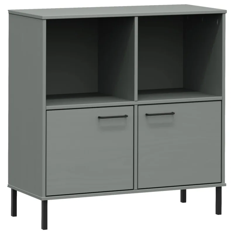 Estantería，librería，armario de libros patas de metal oslo madera maciza gris 90x35x90,5 cm cfw424911