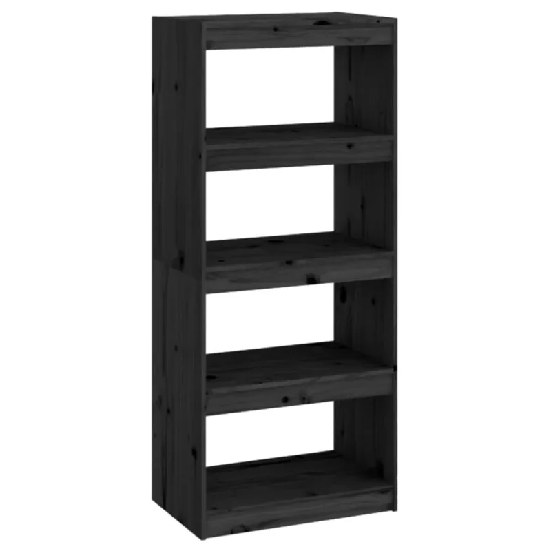 Estantería，librería，armario de libros/divisor de espacios madera pino negro 60x30x135,5 cm cfw404256