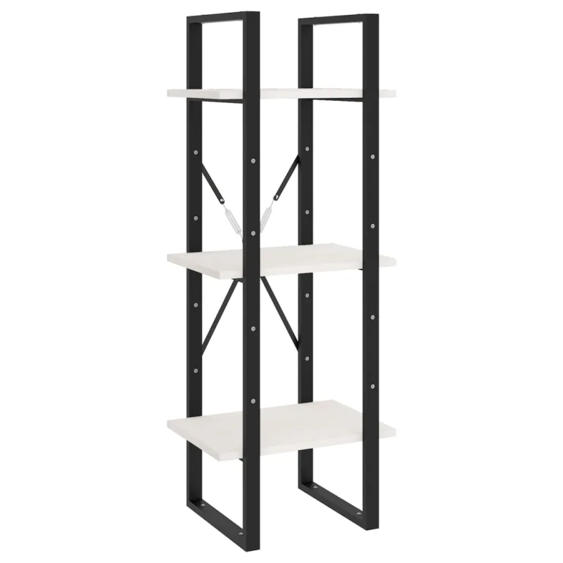 Estantería，librería，armario de libros de 3 niveles madera maciza pino blanco 40x30x105 cm cfw360735